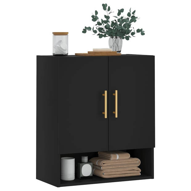 The Living Store Wandkast Black s - Zwevende Opbergkast 60x31x70 cm