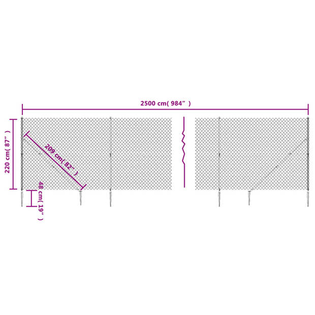 vidaXL Gaashek met grondankers 2,2x25 m groen