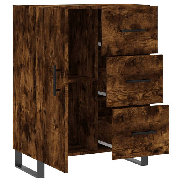 The Living Store Dressoir - Gerookt eiken - 69.5 x 34 x 90 cm - Opbergruimte - Weergavefunctie