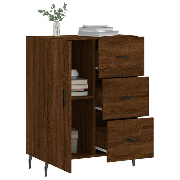 The Living Store Dressoir Classic Brown Oak - 69.5 x 34 x 90 cm - Stevig houten materiaal