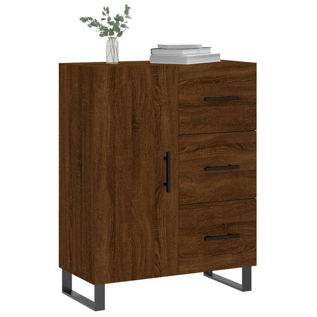 The Living Store Dressoir Bruineiken - 69.5 x 34 x 90 cm - Bewerkt hout en metaal