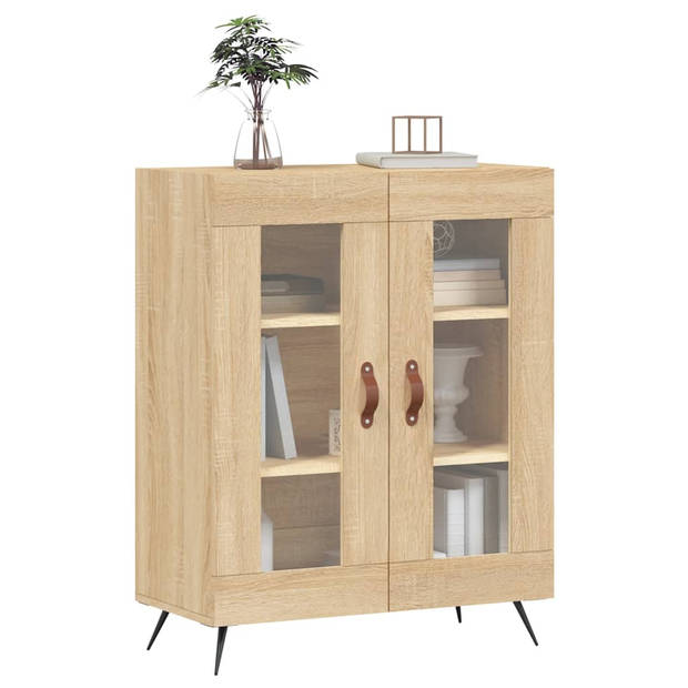 The Living Store Dressoir Siena - Kast - 69.5 x 34 x 90 cm - Sonoma eiken - Metaal - glas