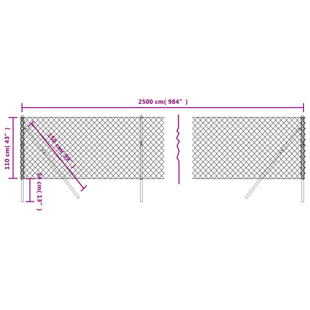 The Living Store Gaashek Groen - 1.1 x 25 m (H x L) - PVC Gecoat - Gegalvaniseerd Staal - Inclusief Accessoires