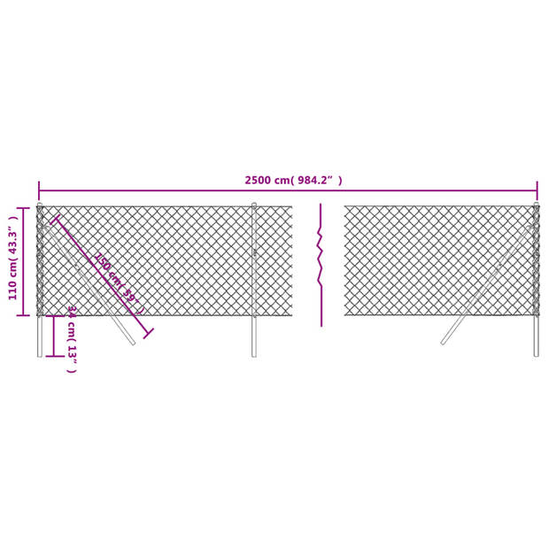 vidaXL Gaashek 1,1x25 m antracietkleurig