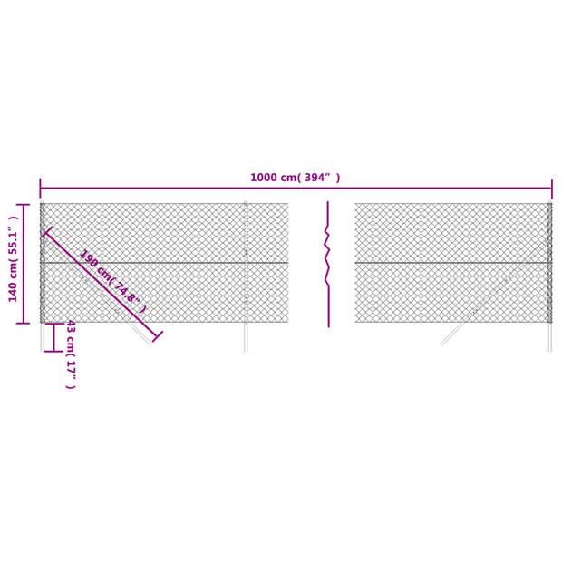 vidaXL Gaashek 1,4x10 m antracietkleurig