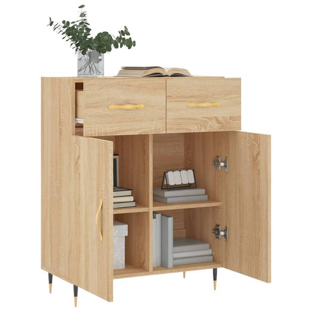 The Living Store Dressoir - Sonoma Eiken - 69.5 x 34 x 90 cm - Duurzaam hout - Metalen poten