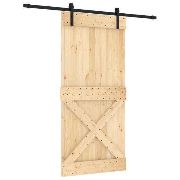 vidaXL Schuifdeur met beslag 95x210 cm massief grenenhout