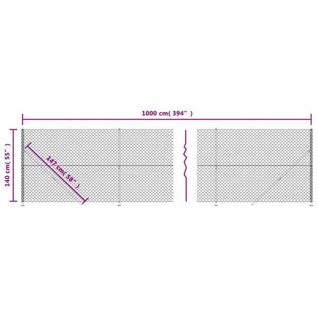 vidaXL Gaashek met flens 1,4x10 m antracietkleurig