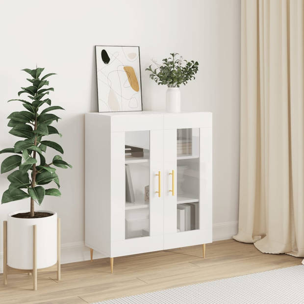 The Living Store Dressoir Wit - Glas - 69.5 x 34 x 90 cm - Duurzaam materiaal