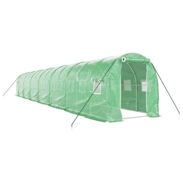 vidaXL Tuinkas met stalen frame 28 m² 14x2x2 m groen