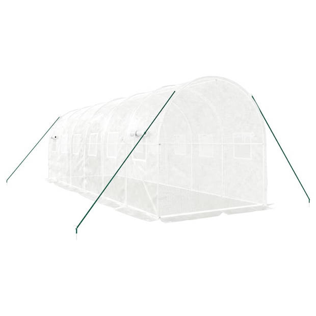 The Living Store Broeikas - 6 x 2 x 2 m - UV-bestendig - Stabiel frame - Praktisch ontwerp - Wit - PE - staal