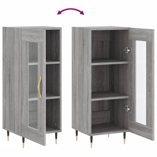 The Living Store Dressoir - Kast - 34.5 x 34 x 90 cm - Grijs Sonoma Eiken