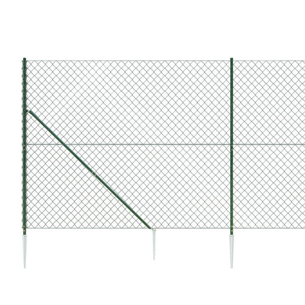 The Living Store Gaashek groen 2 x 25m - Duurzaam gegalvaniseerd staal met PVC-coating - Inclusief grondankers en