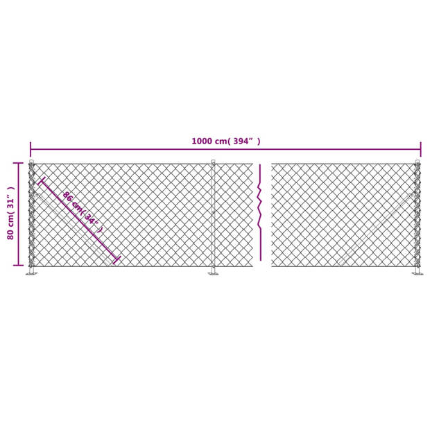 vidaXL Gaashek met flens 0,8x10 m groen