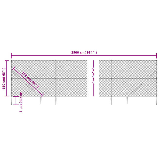 The Living Store Gaashek Cyclone - 1.6 x 25 m - Gegalvaniseerd staal met PVC-coating