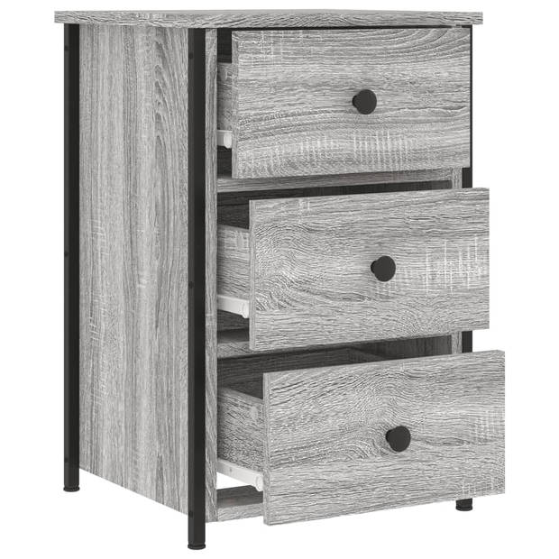 vidaXL Nachtkastjes 2 st 40x36x60 cm bewerkt hout grijs sonoma eiken