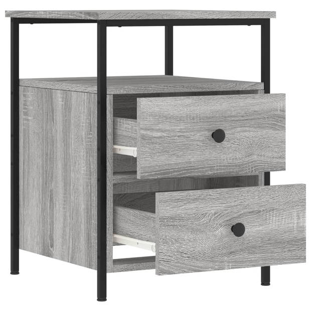 vidaXL Nachtkastjes 2 st 44x45x60 cm bewerkt hout grijs sonoma eiken