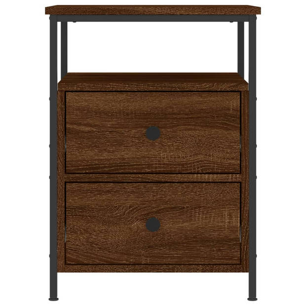 vidaXL Nachtkastjes 2 st 44x45x60 cm bewerkt hout bruin eikenkleur