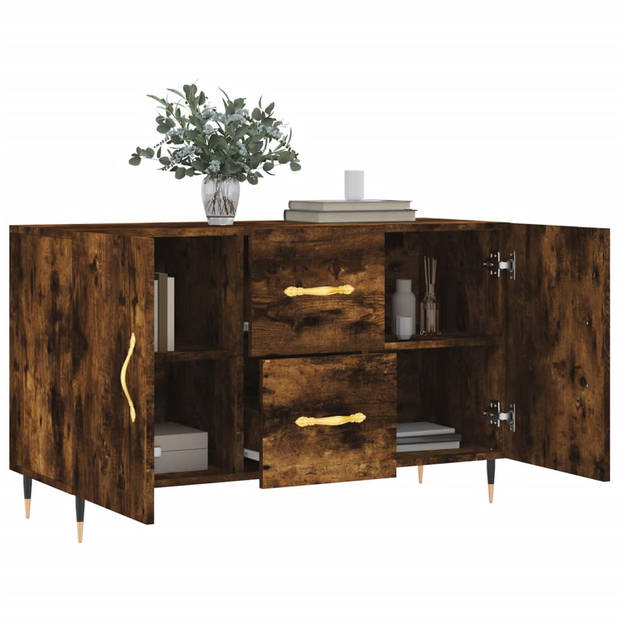 The Living Store Dressoir - Gerookt Eiken - 100 x 36 x 60 cm - Metalen poten