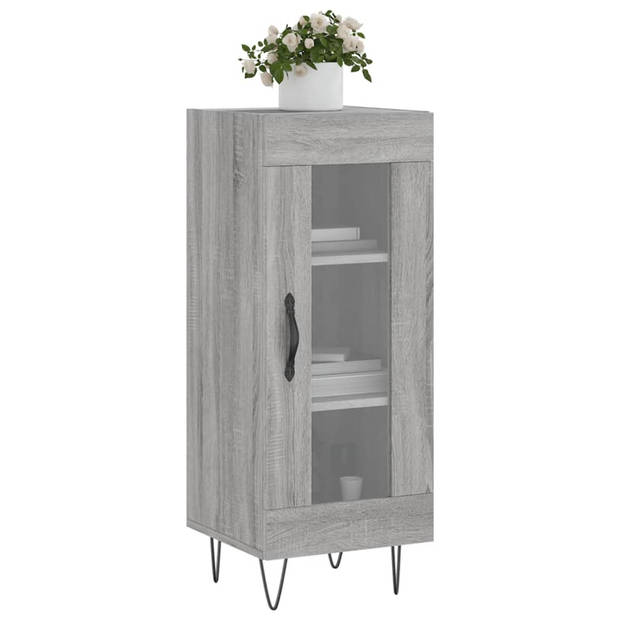 The Living Store Dressoir Opbergen Grijs Sonoma Eiken 34.5x34x90cm - Bewerkt Hout