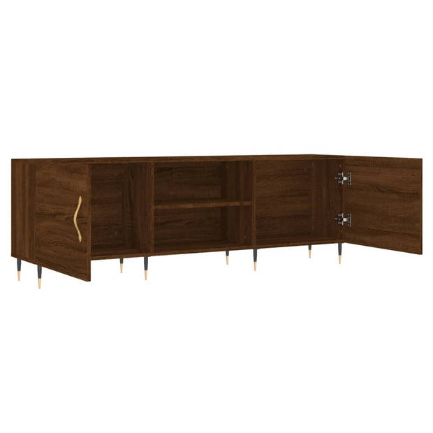 The Living Store TV-meubel - Bruineiken - 150x30x50 cm - Stevig hout en ijzer