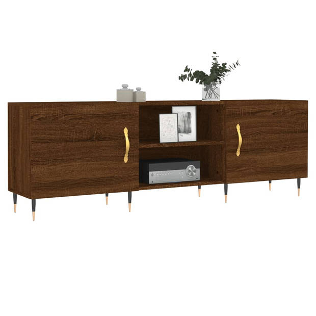 The Living Store TV-meubel - Bruineiken - 150x30x50 cm - Stevig hout en ijzer