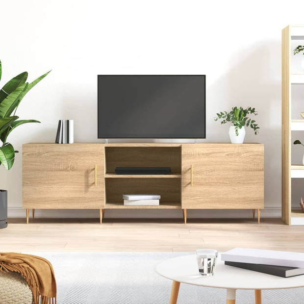 The Living Store TV-meubel Sonoma Eiken - 150 x 30 x 50 cm - Opbergruimte - Decoratief - Wandmontage vereist - Bewerkt