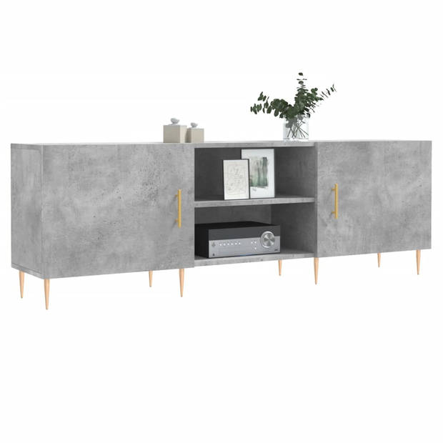 The Living Store Tv-meubel Betongrijs 150x30x50 cm - bewerkt hout en ijzer