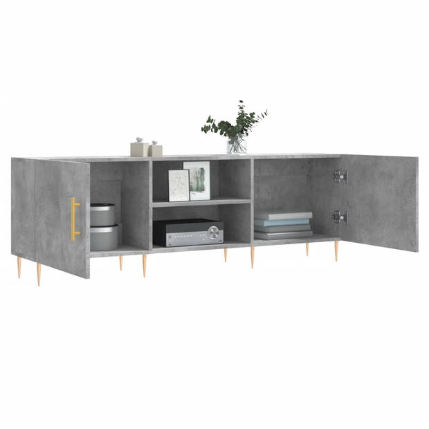 The Living Store Tv-meubel Betongrijs 150x30x50 cm - bewerkt hout en ijzer