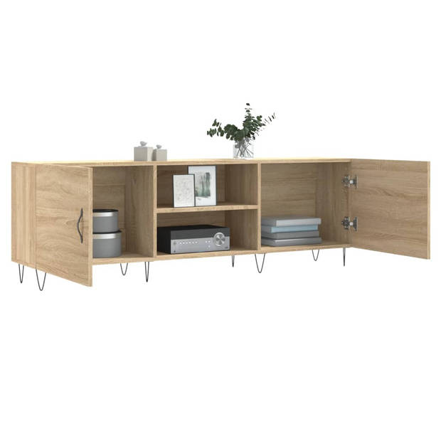 The Living Store Televisiekast TV-meubel - 150 x 30 x 50 cm - Sonoma eiken - Bewerkt hout en ijzer