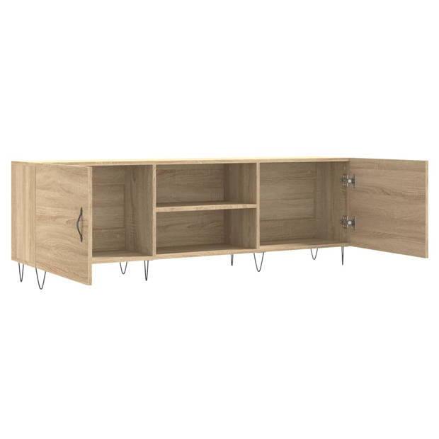 The Living Store Televisiekast TV-meubel - 150 x 30 x 50 cm - Sonoma eiken - Bewerkt hout en ijzer