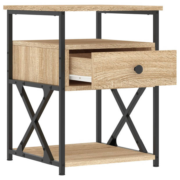 vidaXL Nachtkastjes 2 st 40x42x55 cm bewerkt hout sonoma eikenkleurig