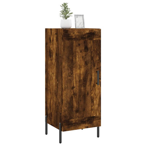 The Living Store Dressoir - Smoked Oak - 34.5 x 34 x 90 cm - Met opbergruimte - Displayfunctie - Metalen poten