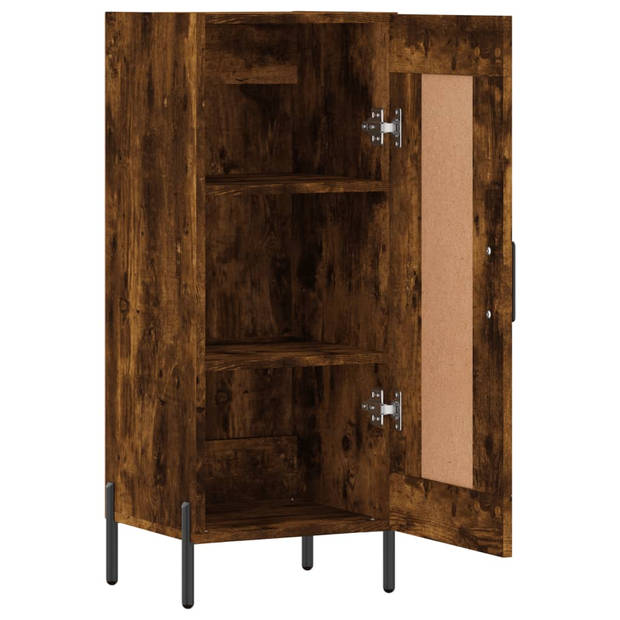 The Living Store Dressoir - Smoked Oak - 34.5 x 34 x 90 cm - Met opbergruimte - Displayfunctie - Metalen poten