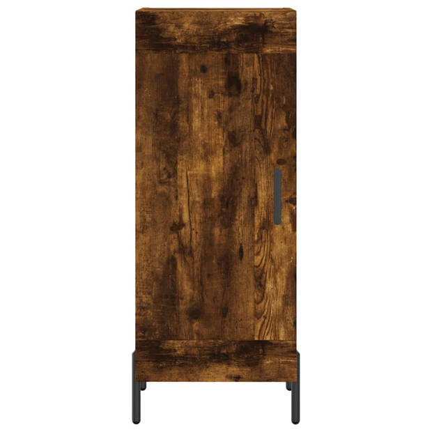 The Living Store Dressoir - Smoked Oak - 34.5 x 34 x 90 cm - Met opbergruimte - Displayfunctie - Metalen poten