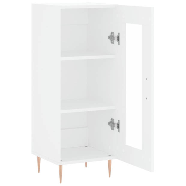 The Living Store Dressoir Classic Wit - 34.5 x 34 x 90 cm - Bewerkt hout - metaal - glas