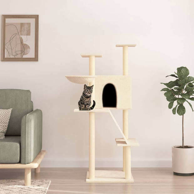 The Living Store Kattenmeubel - Alles-in-één - 78 x 73 x 143 cm - Met zacht pluche - Natuurlijke sisal
