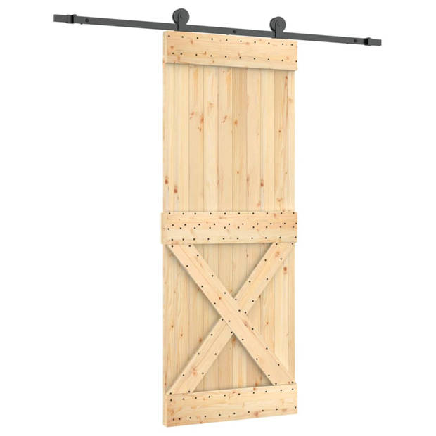 vidaXL Schuifdeur met beslag 80x210 cm massief grenenhout