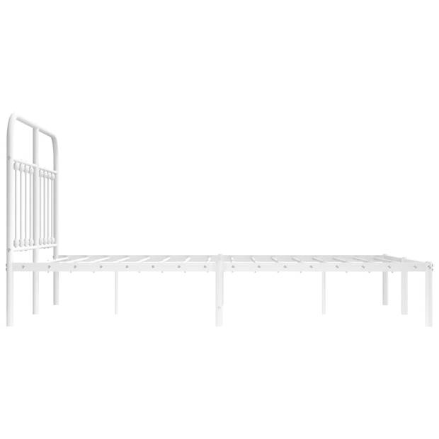 vidaXL Bedframe met hoofdbord metaal wit 140x200 cm