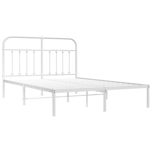 vidaXL Bedframe met hoofdbord metaal wit 140x200 cm