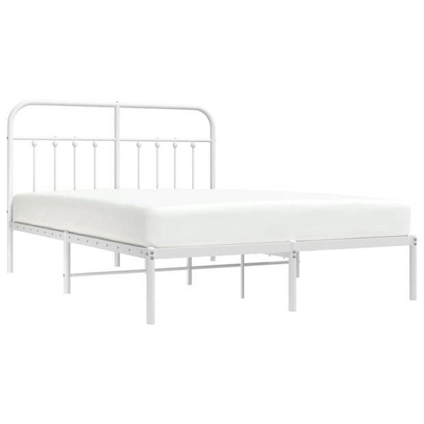 vidaXL Bedframe met hoofdbord metaal wit 140x200 cm