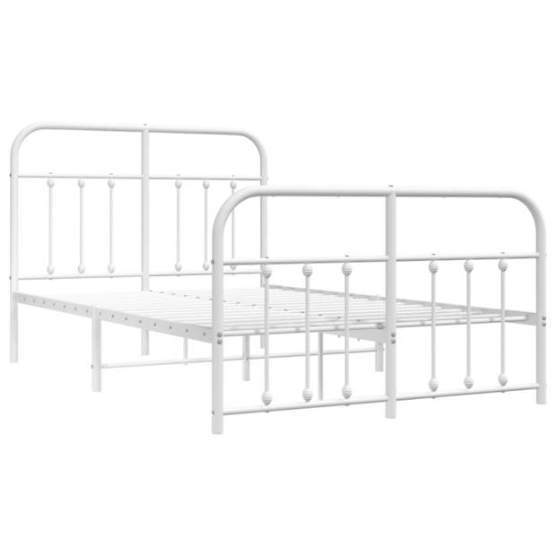 vidaXL Bedframe met hoofd- en voeteneinde metaal wit 120 x 190 cm