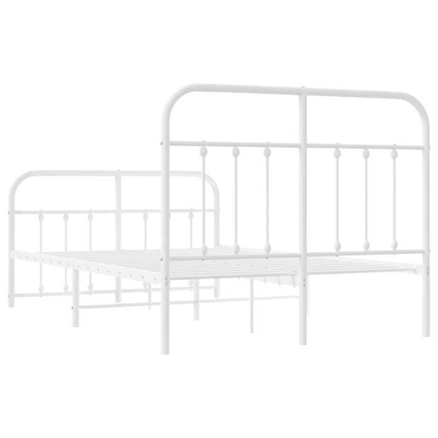 vidaXL Bedframe met hoofd- en voeteneinde metaal wit 120 x 190 cm