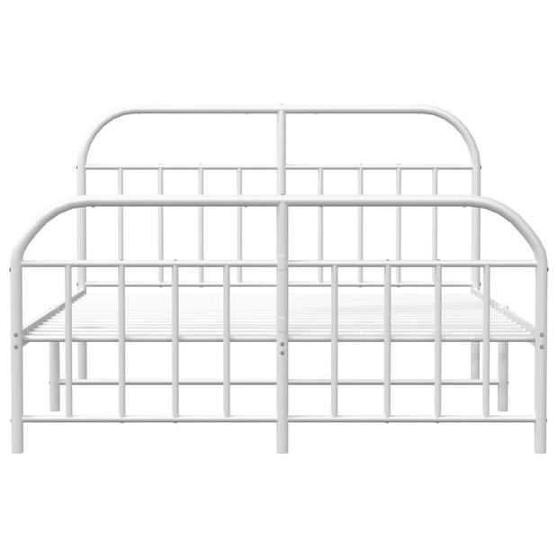 vidaXL Bedframe met hoofd- en voeteneinde metaal wit 140x200 cm