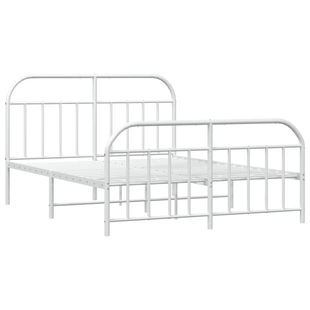 vidaXL Bedframe met hoofd- en voeteneinde metaal wit 140x200 cm