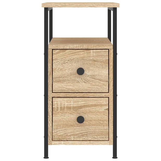 vidaXL Nachtkastjes 2 st 30x60x60 cm bewerkt hout sonoma eikenkleurig