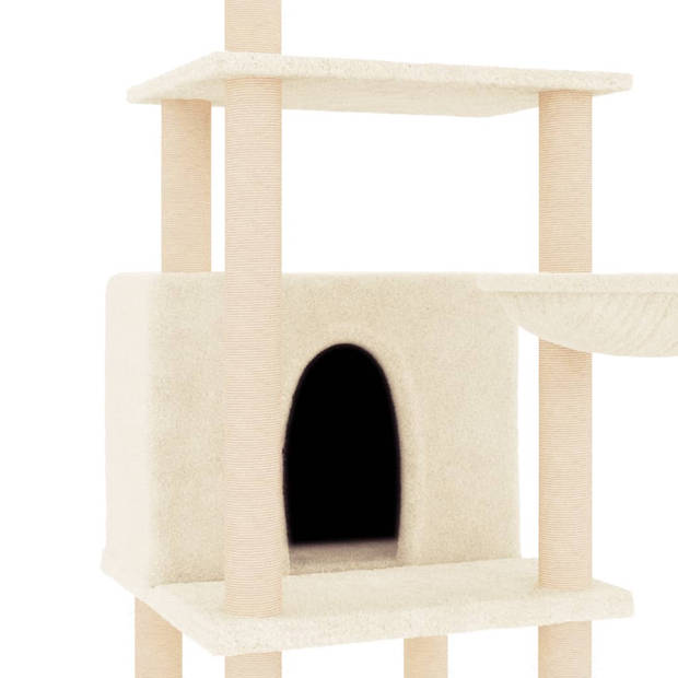 vidaXL Kattenmeubel met sisal krabpalen 132 cm crèmekleurig