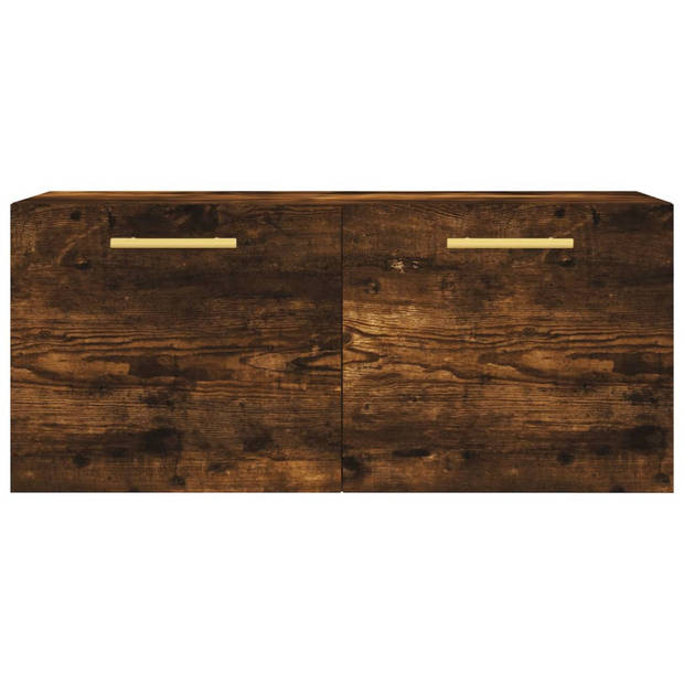 The Living Store Zwevende Wandkast - Gerookt Eiken - 80 x 36.5 x 35 cm - Bewerkt Hout