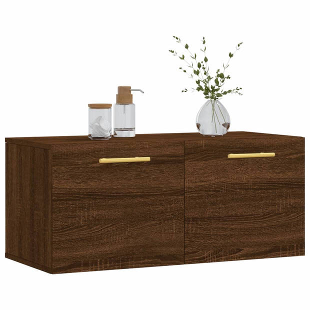 The Living Store Wandkast - Bruineiken - 80 x 36.5 x 35 cm - Duurzaam bewerkt hout