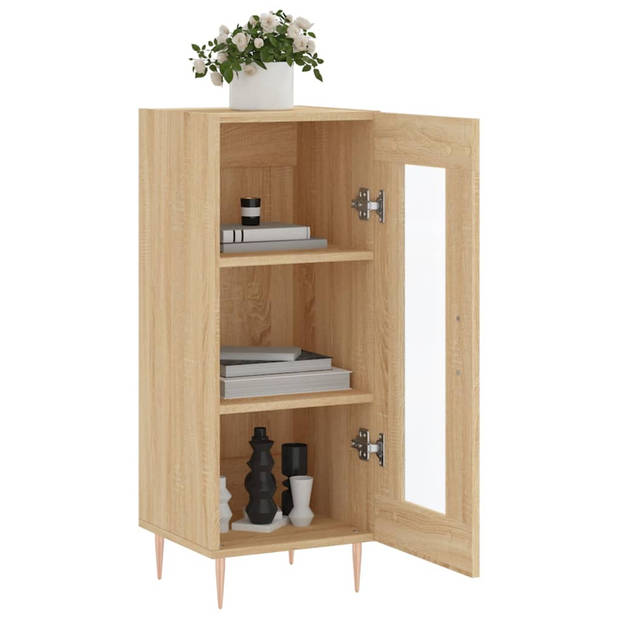 The Living Store Dressoir Sonoma Eiken - 34.5 x 34 x 90 cm - Duurzaam Hout - Glas